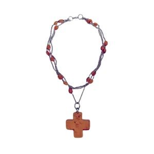 AMBER NECKLACE WITH CROSS